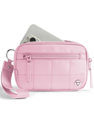 Image of Uselike Womens Wallet Card Holder Purse with Zipper Quilted Phone Wallet RFID Blocking Small Wristlet Wallets for Everyday, Travel (Light Pink, Small)