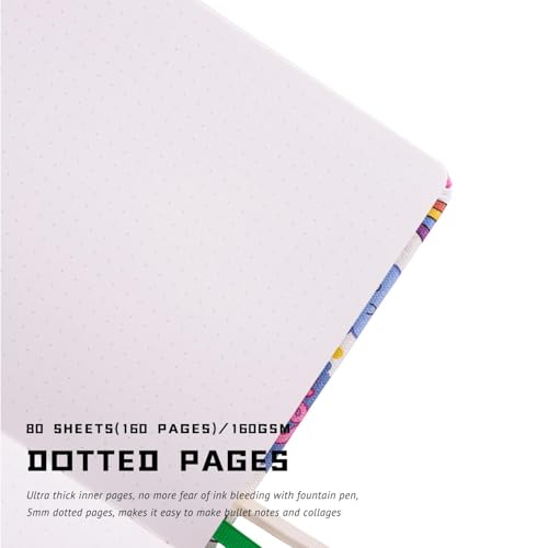 Journal à pois A5 carnet de notes pointillé papier 160g/m² couverture rigide - 4