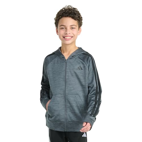 adidas Boys' Long Sleeve Full-Zip Training Essential 3-Stripe Jacket