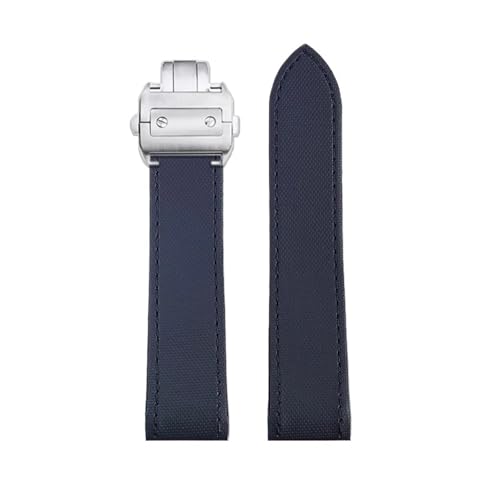 Bracelet 23mm nylon et cuir premium style Santos100 avec boucle deployante