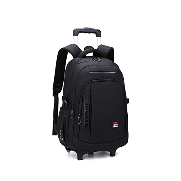 EKUIZAI Solid Color Trolley Backpack Schoolbag for Middle School Students Elementary Rolling Bag Daypack for Teen Boys