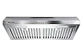 30 Inch Under Cabinet Range Hood - 600 CFM Ducted/Ductless Convertible Kitchen Vent Hood, Stainless Steel, 3 Speed with Baffle Filters & 2 LED Lights (Top/Rear Vent)