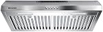 30 Inch sous la portée du Cabinet Hotte - 600 CFM Hotte de cuisine convertible, en acier inoxydable, 3 Vitesse avec filtres à baffles & 2 LED Lumières (vent de haut/d'arrière)