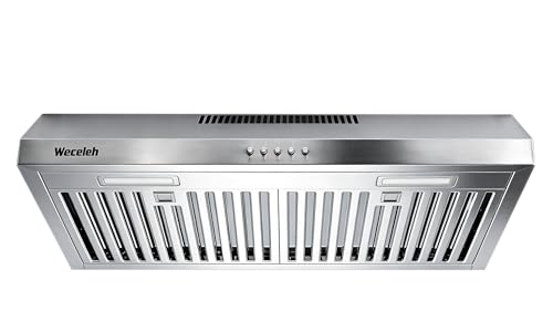 30 Inch Under Cabinet Range Hood - 600 CFM Ducted/Ductless Convertible Kitchen Vent Hood, Stainless Steel, 3 Speed with Baffle Filters & 2 LED Lights (Top/Rear Vent)