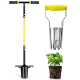 Jardineer 3PCS Bulb Planter Tools Set, Long Handle Bulb Planting Tool and Small Flowers Transplanter Tool for Tulips, Daffodils, Lily