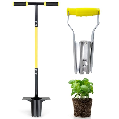 Jardineer Bulb Planter Tool, Long Handle Sod Plugger with Serrated Base, Automatic Soil Releasing Small Bulb Transplanter for Tulips, Daffodils, Lily by Jardineer - Used condition - US$26.14