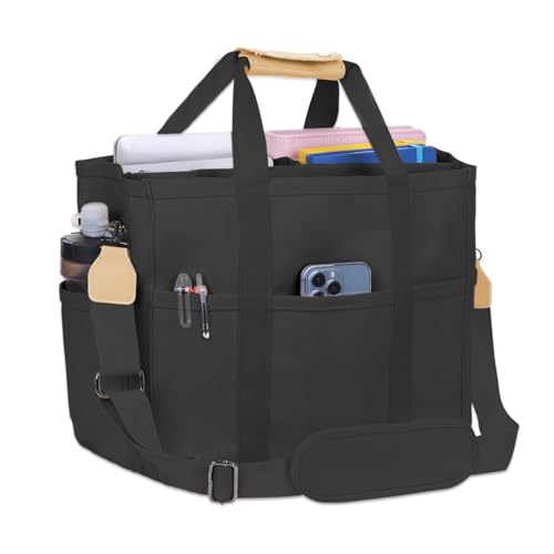 Image of Utility Large Canvas Tote Bag with 13 Pockets Compartments, Multi Crossbody Tote Bag Work Shoulder Bag Travel Bag