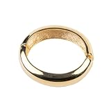 Kenneth Jay Lane, Polished Gold HInged Bracelet, 1/2'' wide, Medium
