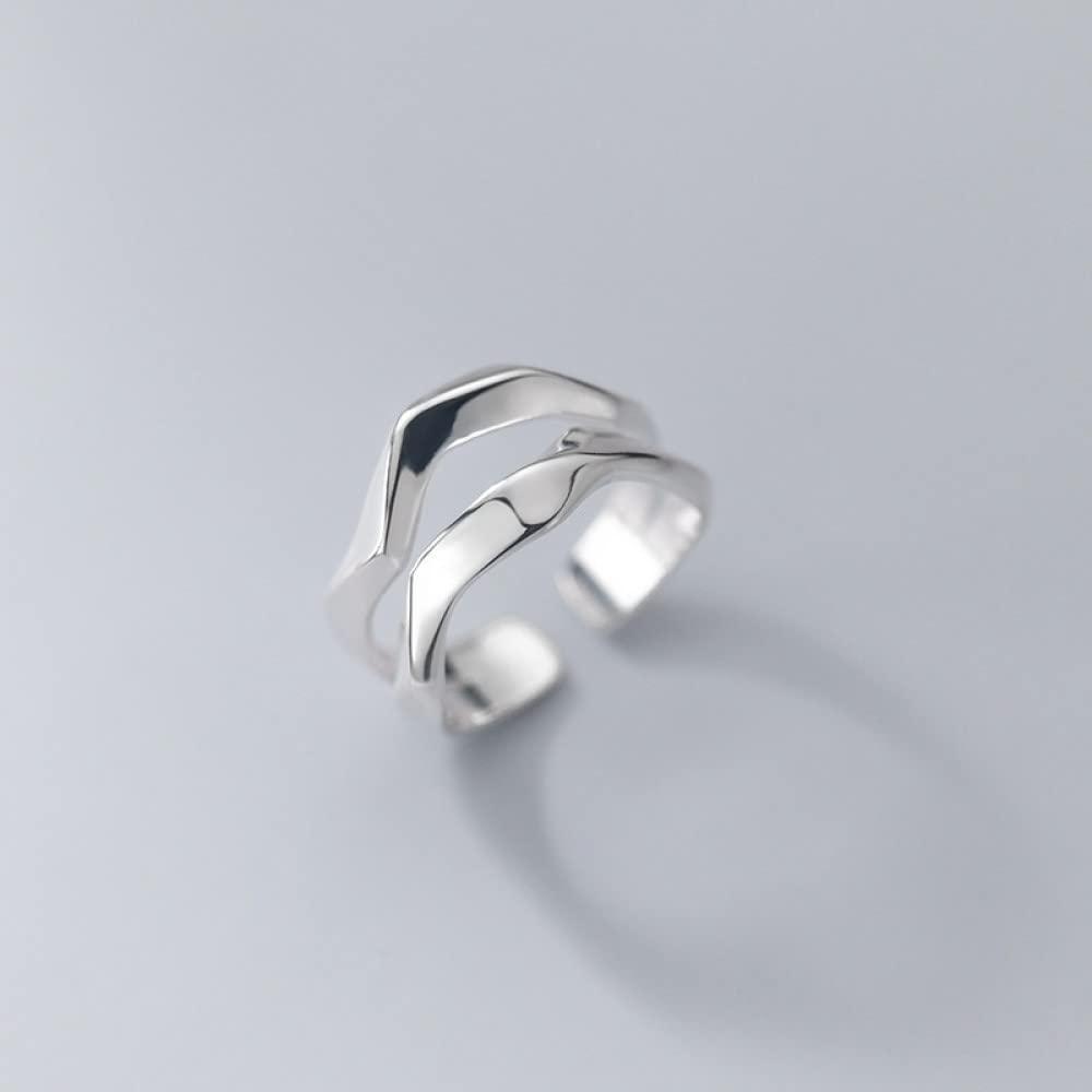 GeRRiT S925 Zilveren Ring Vrouwelijke Koreaanse Kunststijl Glanzende Eenvoudige Onregelmatige GeRRiT S925 Zilveren Ring Vrouwelijke Koreaanse Kunststijl Glanzende Eenvoudige Onregelmatige