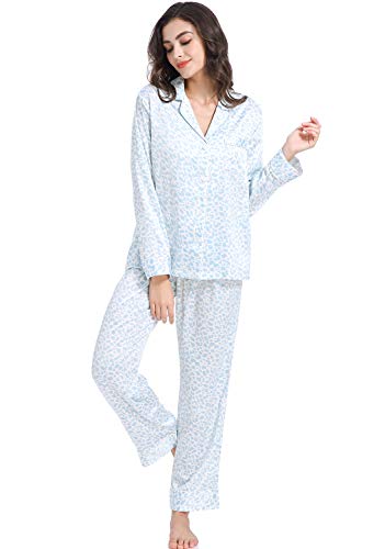 Image of Serenedelicacy Women's Satin Pajama Set Long Sleeve Button Down Sleepwear 2-Piece Silky Pj Set