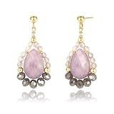 POMODA Natural Stone Beaded Teardrop Dangle Earrings for Women Beads Boho Pear Drop Earrings Turquoise Vintage Jewelry Sterling Silver Post