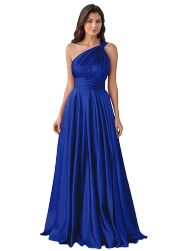 IIF One Shoulder Satin Bridesmaid Dresses with Slit A-line Prom Dress 2025 Long Wedding Guest Dress IIF181