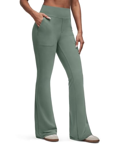 Image of G4Free BareFeel Flare Yoga Pants Women High Waisted Bootcut Leggings with Pockets Dress Work Pant Petite /Regular /Tall