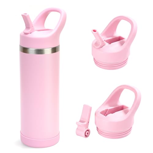 Hydraful 18 oz Insulated Water Bottle with Straw Lid | Leakproof Stainless Steel | Keeps Drinks Cold All Day | Cup Holder Friendly, Sweat-Proof & Easy Carry | Perfect for School, Travel & Da