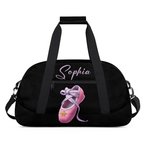 Dance Duffle-Bag for Teens Girls,Custom Ballet-Bag for Dancer,Carry-on Lightweight for Travel-Duffle,Overnight,Workout Pink Bow Star
