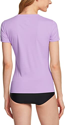 Tsla Clsl Women's Upf 50+ V-Neck Swim Shirts, Uv Sun Protection Short Sleeve Rashguard, Outdoor Summer Athletic Workout Tops, V-Neck Lavender, Medium #TOP1