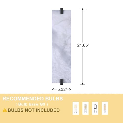 Image of 21.7 inch Natural Square Alabaster Marble Modern Concise 2 Pack 4 Light Wall Sconce Fixture,Black Finish for Bathroom Bedroom Hallway Bedside Staircase Vanity Mirror
