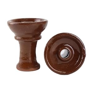 Egyptian Handmade Clay Phunnel Hookah Bowl – Thick Premium Material/Heat Resistance Shisha Nargila Bowl – Big Could for Better Hookah Smoking Session- Medium Size 3.5″” H x 3″” D, Brown