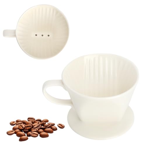 XRVRILE Porzellan Kaffeefilter Größe 2 für 2 bis 4 Tassen Kaffee Permanent Keramik Kaffeefilter Porzellan Kaffeefilterhalter Wiederverwendbar Kaffee Filter Kaffeesieb für Zuhause Café Restaurants