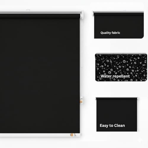 Image of 100% Blackout Roller Blinds for Windows | UV Protection & Thermal Insulated Fabric | Privacy Window Shades for Home & Office | Easy Install
