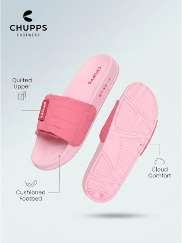 Image of CHUPPS Quilt Bloom Women's Quilted Slippers | Soft Cushioned Lightweight Slip-On Footwear | Elegant Everyday Comfort Slippers for Home, Walking & Outdoor Use