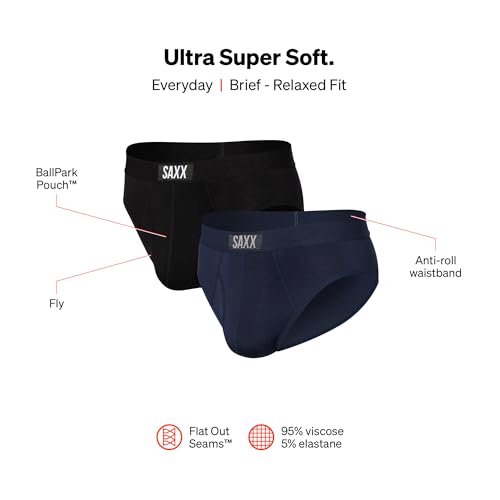 SAXX Underwear Co. Men's Underwear with Pouch Ultra Super Soft Brief Fly 2Pk2