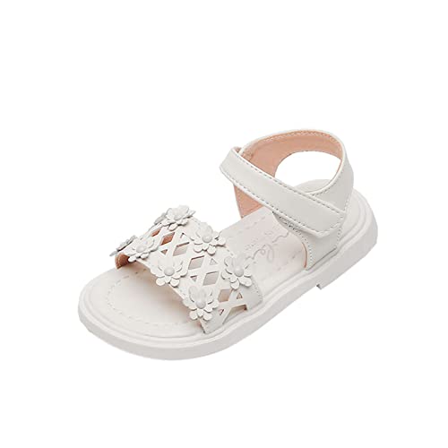 Toddler Girls Open Toe Sandals Hollow Out Flower Princess Shoes Little Kid Big Kid Casual Beach Shoes (Beige, 7 Toddler)