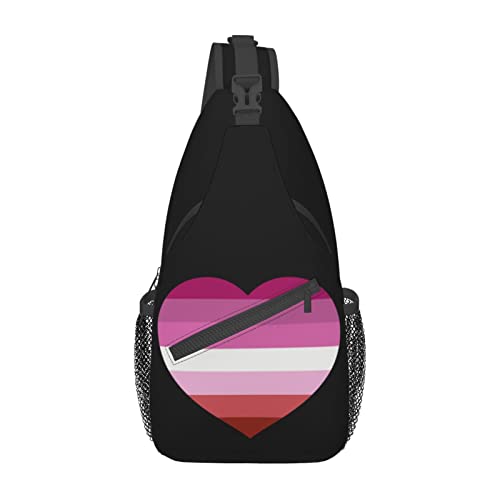 Mochila cruzada unisex con diseño Lesbian Pride Heart miniatura 2