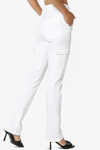 Women's Work School Stretch Twill Canvas High Rise Slim Straight Leg Cargo Pants4