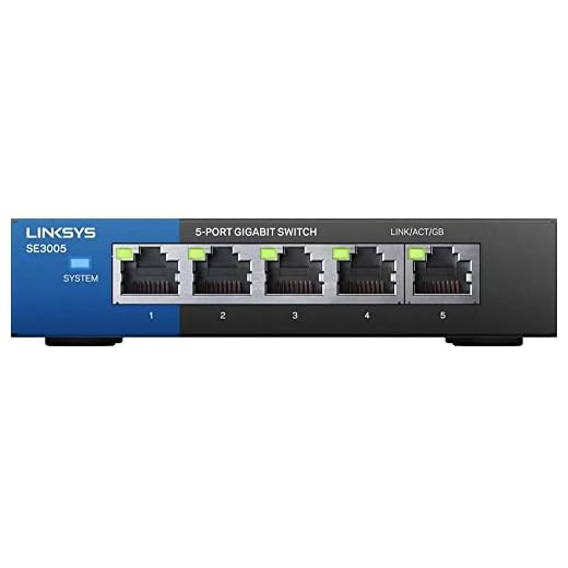 Linksys SE3005: 5-Port Gigabit Ethernet Unmanaged Switch, Computer Network, Auto-Sensing Ports Maximize Data Flow for up to 1,000 Mbps (Black, Blue)