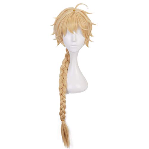 Anime Cosplay Wig, Genshin Impact Wig, with two Wig Caps, for Halloween Party & etc. (Aether Cosplay)