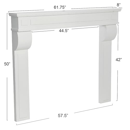 Image of Creative Co-Op Lodge Decorative Fireplace Mantel, Flat Paintable White
