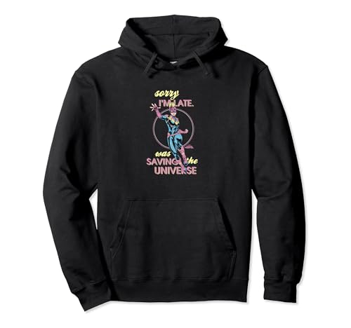 Captain Marvel Sorry I'm Late Was Saving The Universe Comic Pullover Hoodie