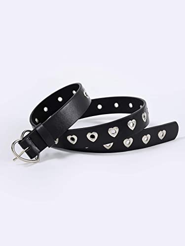 OYOANGLE Women's Cute Hollow Heart Buckle Belt Pu Leather Belts Casual Jeans Belt Ladies Belt3
