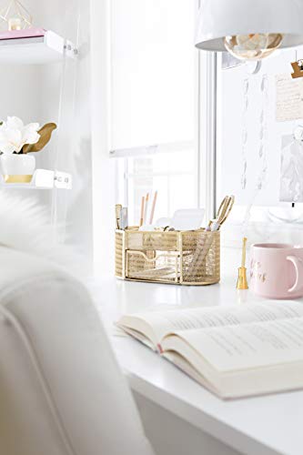 Blu Monaco Beautiful Gold Desk Organizer - Made Of Metal With Gold Finish - Gold Desk Accessories - Storage For Paper And Office Supplies - Desk Organizer Gold - Storage For Home Or Office #TOP3