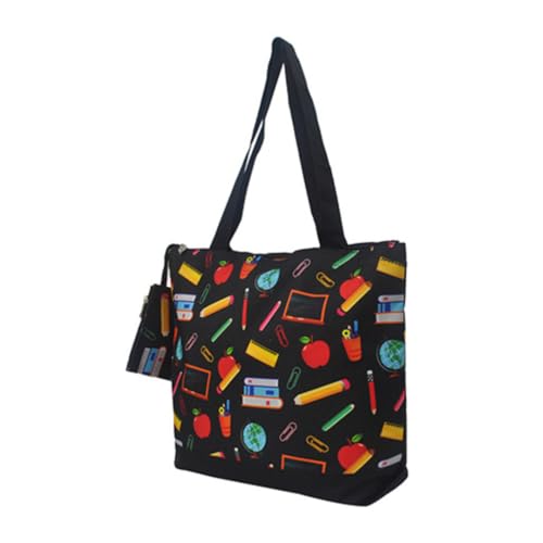 Image of NGIL Medium Top Zipper Closure Canvas Tote Bag with Attached Matching Coin Purse For Moms and Nurses