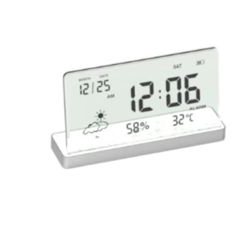 AOPIPI 電子目覚まし時計、デスクトップ時計、クリエイティブでクリアなデジタル、大きな透明スクリーン、温度、湿度、日付表示、ゴールド (D)