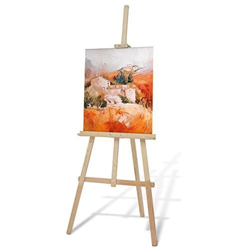 7 Artists Holzstaffelei A-Rahmen Staffelei Holz groß Erwachsene von Kieferholz hergestellt. Leinwand Ständer höhenverstellbar für ZKeilrahmen bis 124cm, Malerstaffelei Cover
