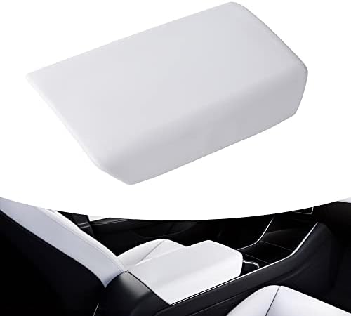 Tinlucys Tesla Arm Rest Cover for Tesla Model 3 Model Y,Tesla Interior Accessories,TPE Center Console Protector Cover Automobile Waterproof Armrest Box Cover (White)