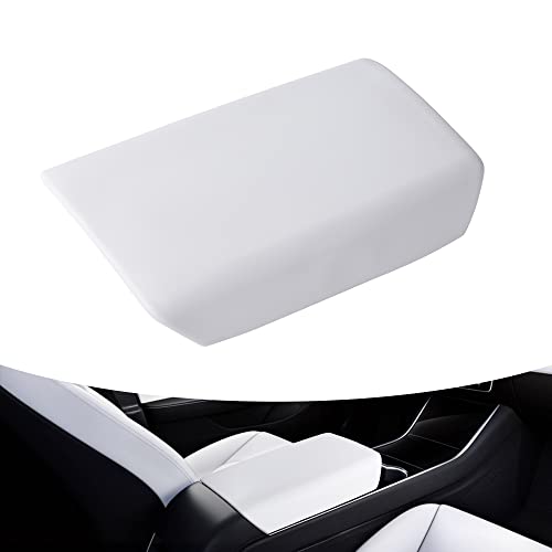 Tinlucys Tesla Arm Rest Cover For Tesla Model 3 Model Y,Tesla Interior Accessories,Tpe Center Console Protector Cover Automobile Waterproof Armrest Box Cover (White) #TOP15