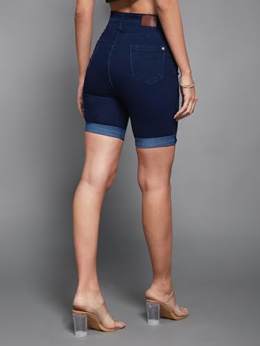 Image of Miss Chase Women's Relaxed Fit Mid Rise Highly Distressed Regular-Length Denim Shorts