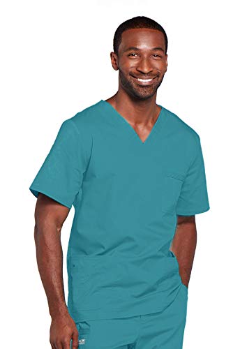 Image of Cherokee WW Core Stretch Scrubs for Women and Men V-Neck Scrub Top | 4 Pockets, Cotton Blend Fabric, Soft Feel, Stretch Comfort, Traditional Fit, Tuck-In Style, Easy Care, Healthcare Wear