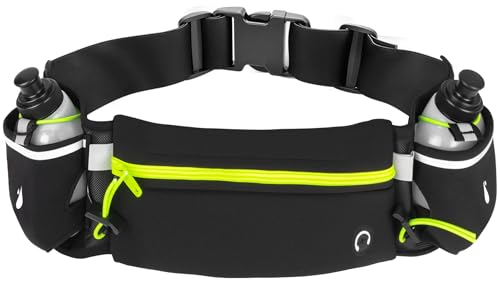 Cinto Corrida, Cinto de Corrida com Garrafas de Água (2 x 175 Ml), com Design Ajustado, não Balança durante Corridas, Caminhadas e Exercícios Físicos