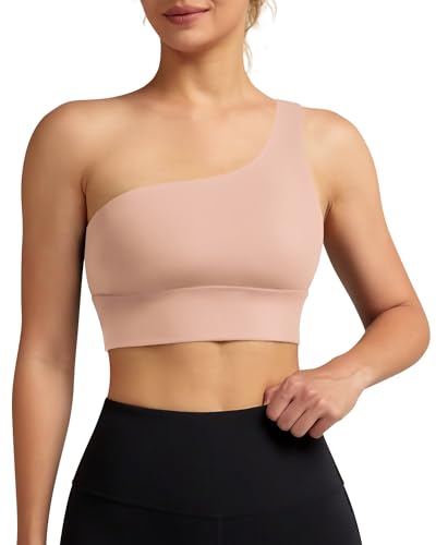 Image of Queenie Ke Womens One Shoulder Sports Bra Left Side Strap Yoga Bras Gym Training Workout Crop Tops