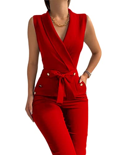 Minetom Damen Jumpsuit Elegant Einfarbig Business Cocktail Party Overalls...