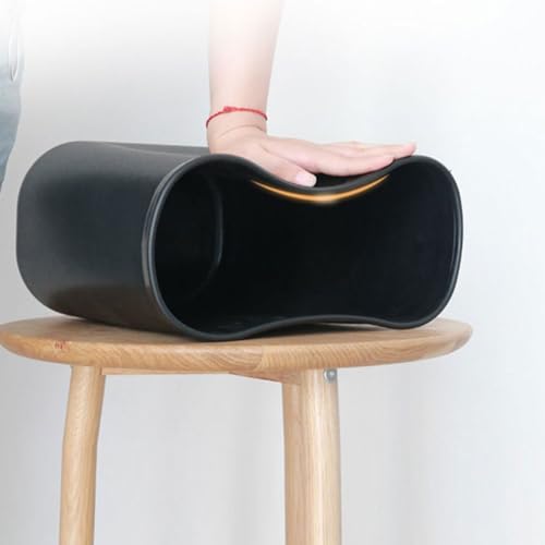 Image of PRETYZOOM Small Plastic Trash can - 2 Gallon Trash can, Space-Efficient Slim Garbage Bin, Matte Black, for Office, Bedroom, Kitchen, Bathroom