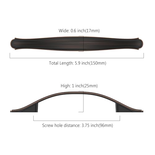 Image of Asidrama 10 Pack 3.75 Inch(96mm) Oil Rubbed Bronze Kitchen Cabinet Handles Cabinet Pulls Kitchen Cabinet Hardware for Cupboard Drawer Pulls