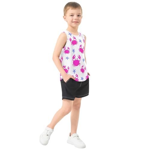 J JOYSAY Cartoon Crab Starfishes White Boys Tank Top Sleeveless Muscle Shirts Quick Dry Kids T-Shirts 3-15T4