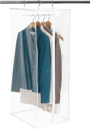 Garment Bag - Clear Hanging Closet Organizer - Durable Zippered Cover with Rod Protects Dresses, Suits, and Jackets from Dust and Moist– Top Metal Frame to Keep All Your Stuff in Shape- 42  x 20  x 15