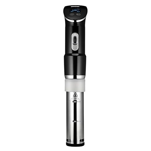 Unold 58915 Sous Vide Stick Time - 1.300 Watt, Schwarz, Edelstahl Garer für alle Töpfe ab 18 cm Höhe, Temperaturgenauigkeit 0,2°C, einstellbar von 0 – 95°C, für bis zu 20l Wasser